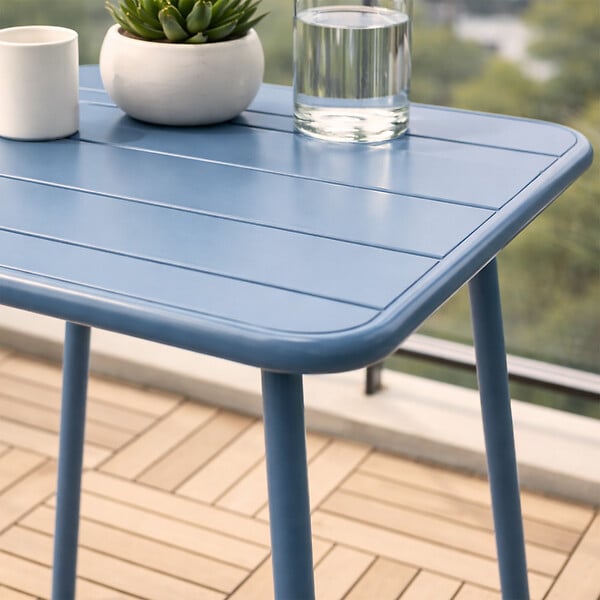 CONCEPT USINE - Table carrée 2 places 50x50cm bleu BERGAME - large