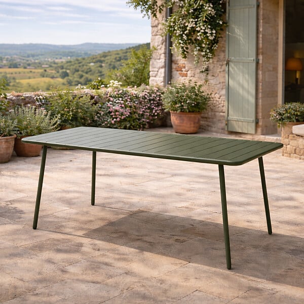 CONCEPT USINE - Table de jardin 6 places 160cm vert BERGAME - large