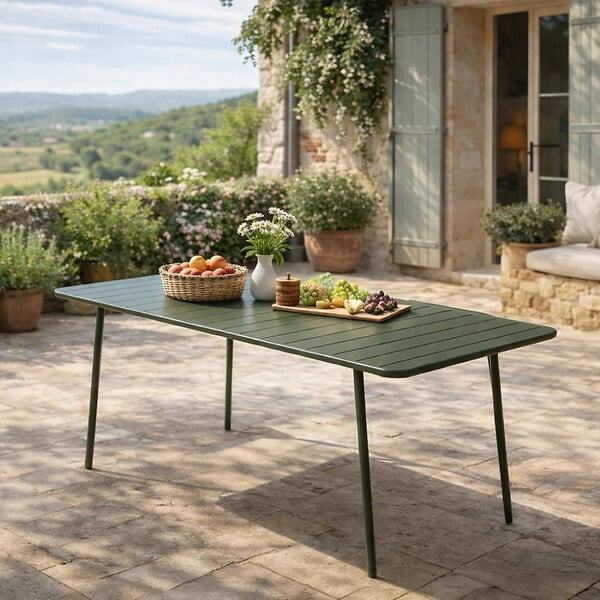 CONCEPT USINE - Table de jardin 6 places 160cm vert BERGAME - large