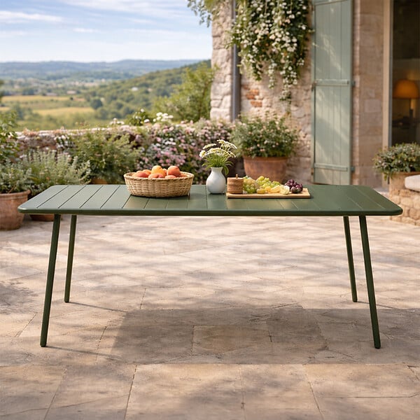 CONCEPT USINE - Table de jardin 6 places 160cm vert BERGAME - large