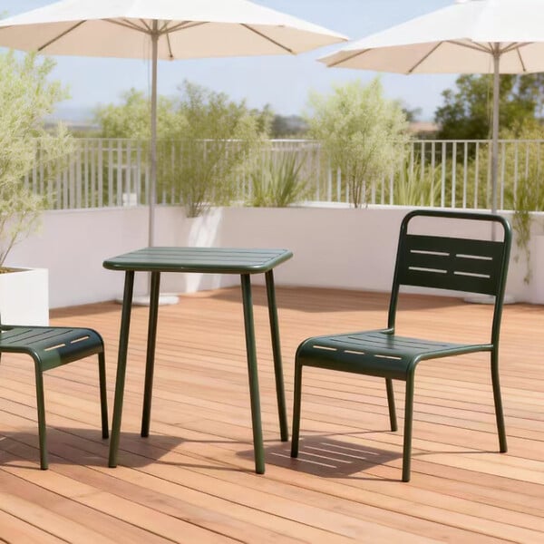 CONCEPT USINE - Table carrée 2 places 50x50cm vert BERGAME - large