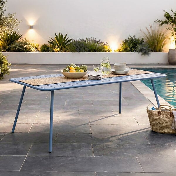CONCEPT USINE - Table de jardin 6 places 160cm bleu BERGAME - large