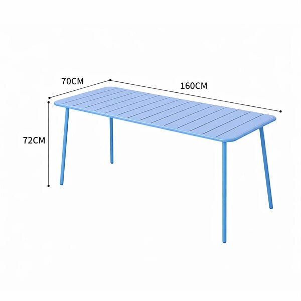 CONCEPT USINE - Table de jardin 6 places 160cm bleu BERGAME - large
