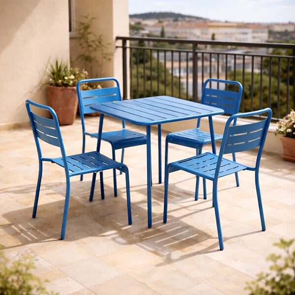 CONCEPT USINE - Table carrée 4 places 70x70cm bleu BERGAME - large