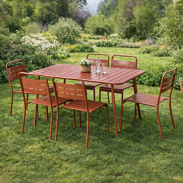 CONCEPT USINE - Table de jardin 4 à 6 places 120cm terracotta BERGAME - large