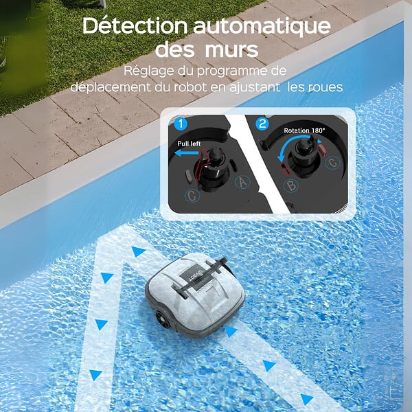 WYBOT - robot électrique de piscine sans fil nettoyage des fonds - osprey 200 max - large