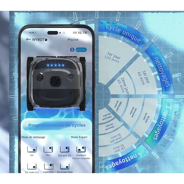WYBOT - Robot Piscine électrique Sans Fil 2h Max D'autonomie - WYBOT C2 PRO VISION - large