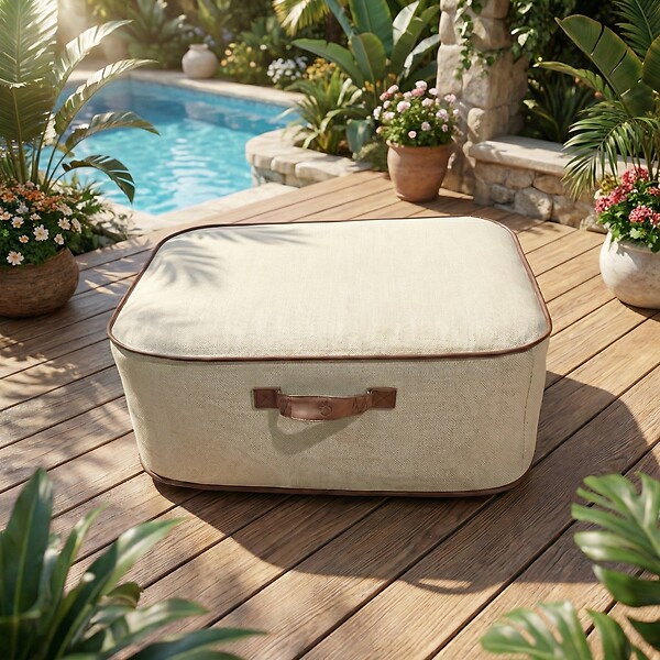 COCO LOUNGE - Pouf de jardin gonflable NUMA Collection Aloha - blanc cassé - large