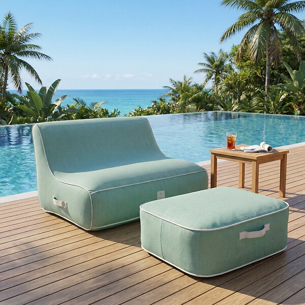 COCO LOUNGE - Pouf de jardin gonflable NUMA Collection Soge - vert d'eau - large