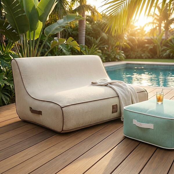 COCO LOUNGE - Pouf de jardin gonflable NUMA Collection Soge - vert d'eau - large