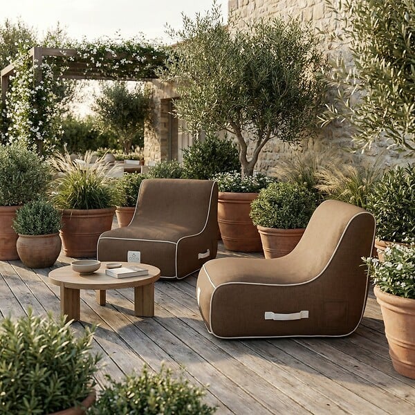 COCO LOUNGE - Fauteuil de jardin gonflable RIVIERA  Collection Moka - chocolat - large