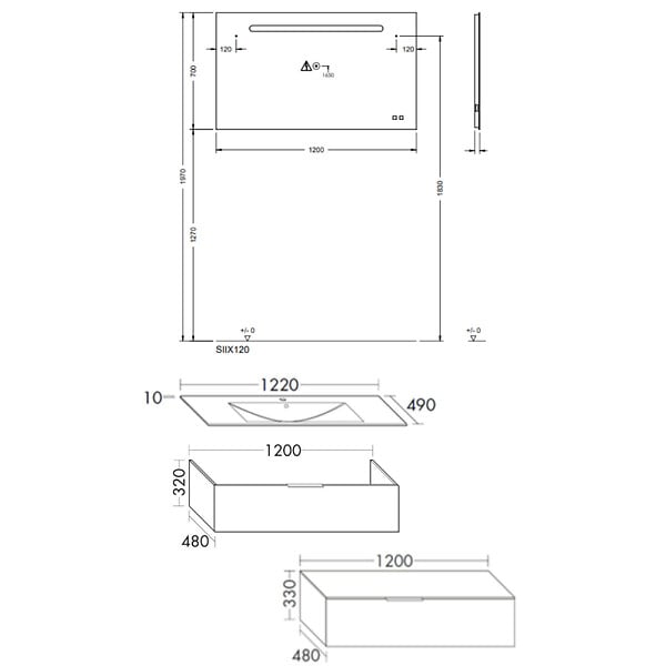 BURGBAD - Meuble salle de bain vasque BURGBAD Olena en décalé blanc brillant 120 cm + miroir - large