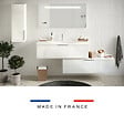 BURGBAD - Meuble vasque 90 cm Olena en décalé blanc brillant + miroir - vignette