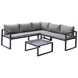 HAPPY GARDEN - Salon de jardin modulable IBIZA en tissu gris 4 places - aluminium anthracite - vignette