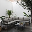 HAPPY GARDEN - Salon de jardin modulable IBIZA en tissu gris 4 places - aluminium anthracite - vignette
