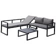 HAPPY GARDEN - Salon de jardin modulable IBIZA en tissu gris 4 places - aluminium anthracite - vignette