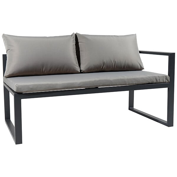HAPPY GARDEN - Salon de jardin modulable IBIZA en tissu gris 4 places - aluminium anthracite - large