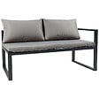 HAPPY GARDEN - Salon de jardin modulable IBIZA en tissu gris 4 places - aluminium anthracite - vignette