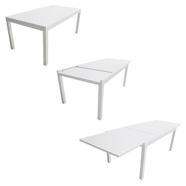 HAPPY GARDEN - Salon de jardin VENEZIA extensible 180/300 en aluminium 10 places - blanc - large