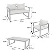 HAPPY GARDEN - Salon de jardin IBIZA en tissu bleu 4 places - aluminium blanc - vignette