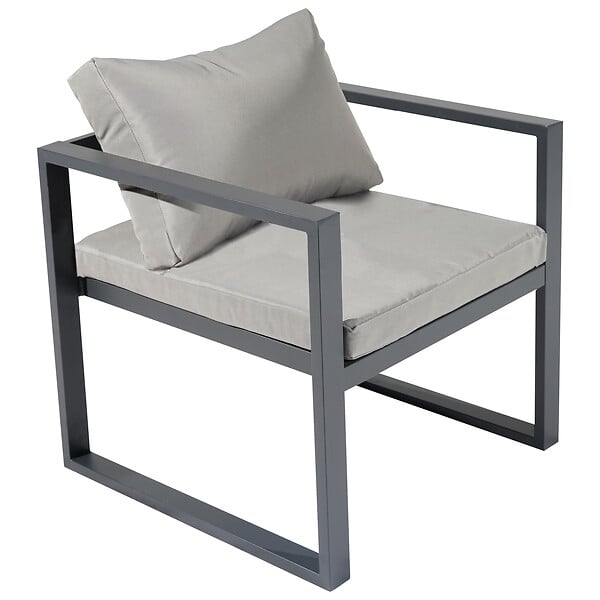 HAPPY GARDEN - Salon de jardin IBIZA en tissu gris 4 places - aluminium anthracite - large