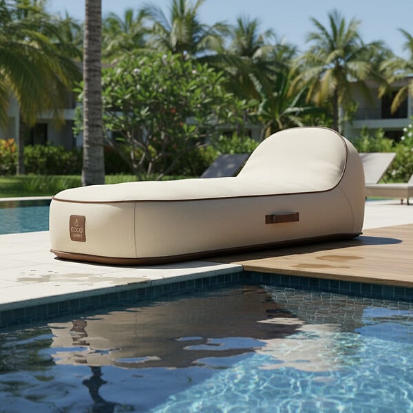 COCO LOUNGE - Transat gonflable PALMA Collection Aloha - blanc cassé - large
