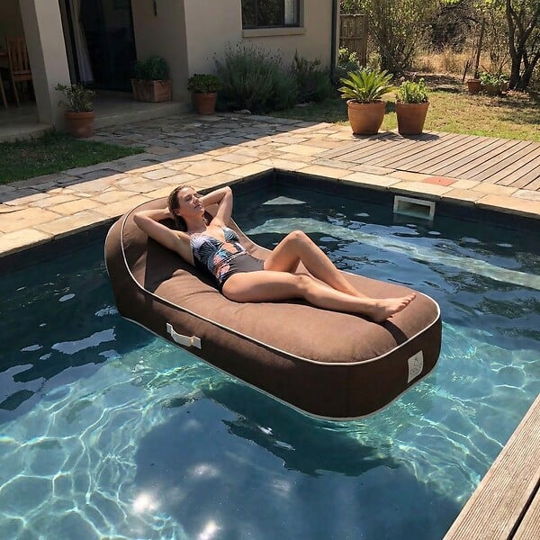 COCO LOUNGE - Transat gonflable PALMA Collection Moka - chocolat - large