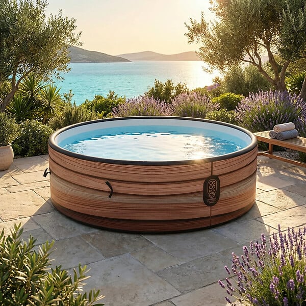 COCO BAIN - Coco Bain Piscine Maui- Piscine Hors Sol 250cm De Diamètre - Imitation Bois Véritable - large