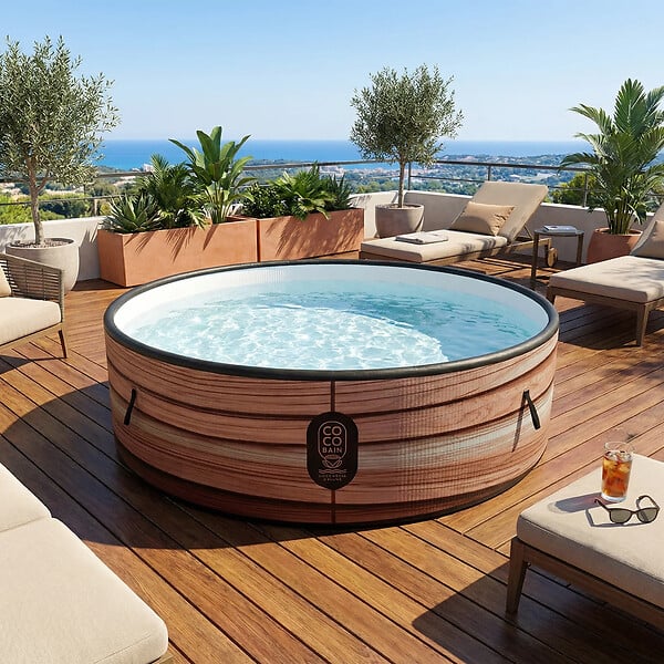 COCO BAIN - Coco Bain Piscine Maui- Piscine Hors Sol 250cm De Diamètre - Imitation Bois Véritable - large