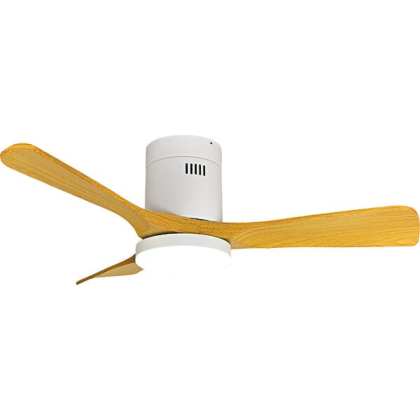 VOLTMAN - Ventilateur de plafond connecté + éclairage Ø105 cm - blanc et bois - Voltman - large