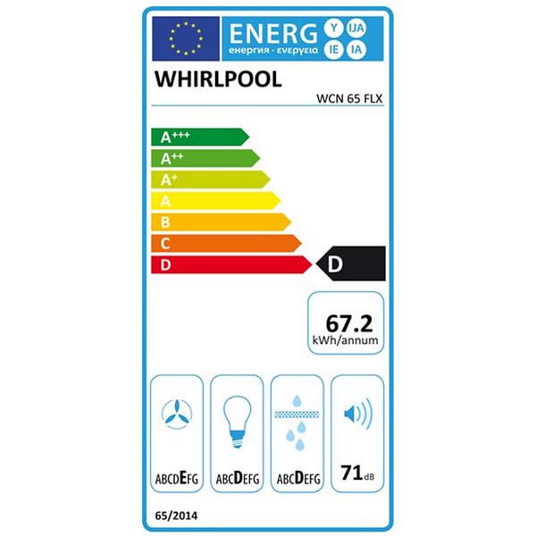 WHIRLPOOL - Hotte Visière 60cm 270m3/h Inox - WCN65FLX - large