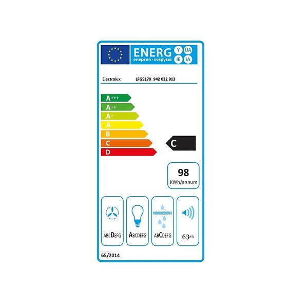 ELECTROLUX - Hotte Décorative Murale 70cm 600m3/h Inox - LFG517X1 - large