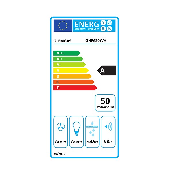 GLEM - hotte décorative murale 60cm 569m3/h blanc - GHP650WH - large