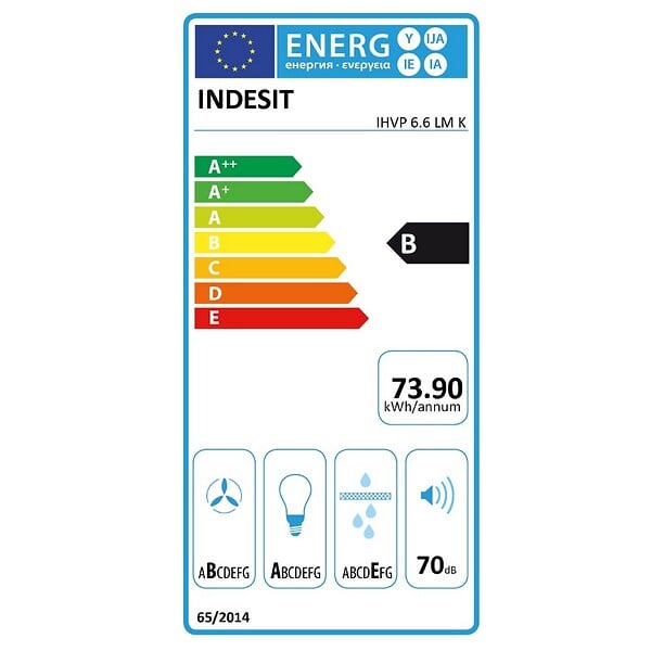 INDESIT - hotte décorative inclinée 60cm 647m3/h noir - ihvp66lmk - large