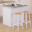 ID MARKET - Ilot central IVO 100 cm blanc avec plan de travail effet béton - vignette