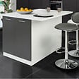 ID MARKET - Ilot central IVO 120 cm blanc et gris avec plan de travail - vignette