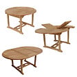 HAPPY GARDEN - Salon de jardin en teck massif LOMBOK - table ronde extensible - 6 places - vignette
