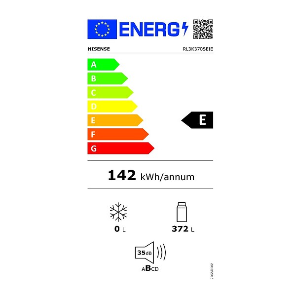 HISENSE - refrigerateur 1 porte 60cm 372l ventilé - RL3K370SEIE - large