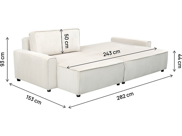 HABITAT ET JARDIN - Canapé d'angle convertible et reversible en velours côtelé "Montaigne" - 3 places  - Beige - large