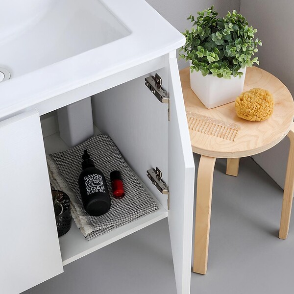 KIAMAMI VALENTINA - Meuble De Salle De Bains Suspendu 120Cm Blanc Avec Portes Et Miroir 120X110 | Bilbao - large