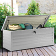 ID MARKET - Coffre de rangement métal verrouillable gris clair pour jardin 600L 165x70x63 cm - vignette