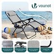 VOUNOT - Lot de 2 Chaise longue inclinable en textilene avec table d'appoint porte gobelet et portable gris - vignette