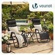 VOUNOT - Lot de 2 Chaise longue inclinable en textilene avec table d'appoint porte gobelet et portable noir - vignette