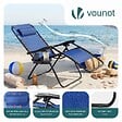 VOUNOT - Chaise longue inclinable en textilene avec porte gobelet et portable bleue - vignette