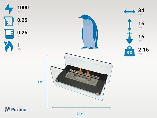 PURLINE - Cheminée à l'éthanol de table - large