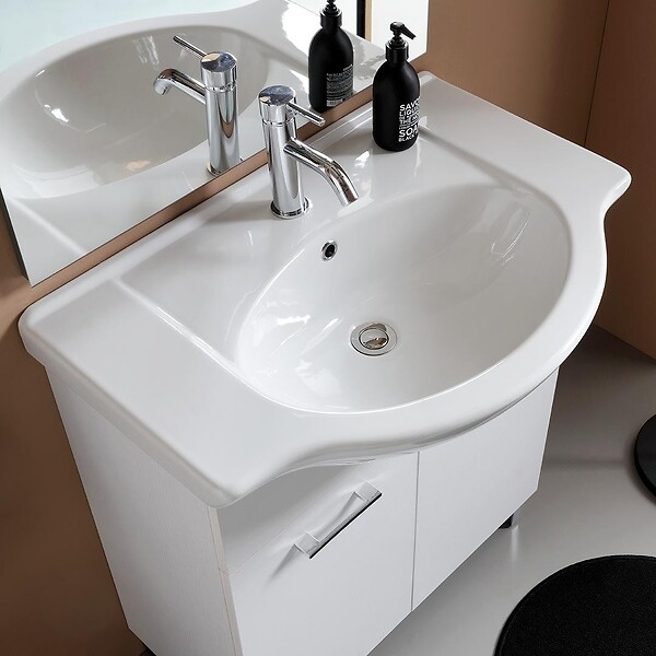 KIAMAMI VALENTINA - Meuble De Salle De Bains Au Sol 75Cm Blanc Export | Rimini - large