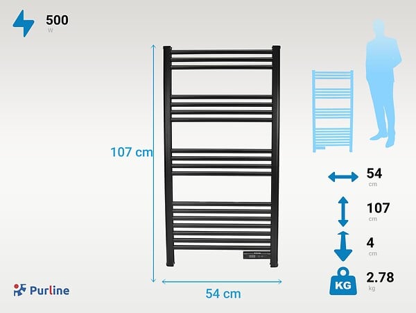 PURLINE - Sèche-serviettes avec minuterie 500W - large