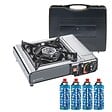 KEMPER - Réchaud à gaz portable 2200W INOX + 4 cartouches de gaz + Malette de transport Cuisson Extérieure Camping Van Trek KEMPER - vignette