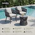 TECTAKE - Ensemble salon de jardin 2 places table chaises rope gris anthracite coussins déperlants aluminium verre mobilier extérieur terrasse - vignette