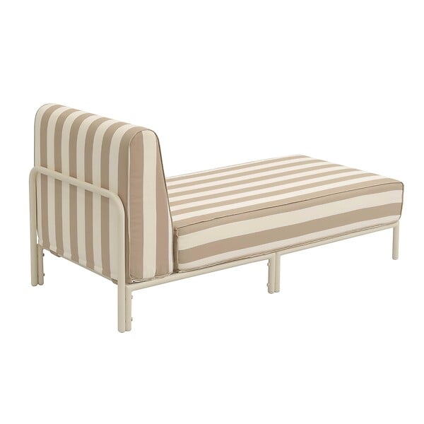 OVIALA - Méridienne rayée pour salon de jardin modulable en tissu beige - Patio - large